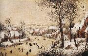BRUEGEL, Pieter the Elder Winter Landscape with Skaters and Bird Trap oil painting